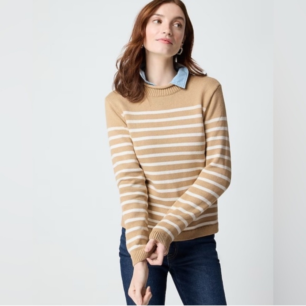 J Crew Factory Striped classic mockneck sweater CM610 Size S NWT